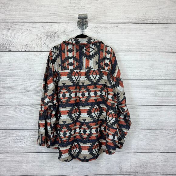 Haptics Plus Size Aztec Western Boho Fall Shacket Size 3X - Picture 8 of 8
